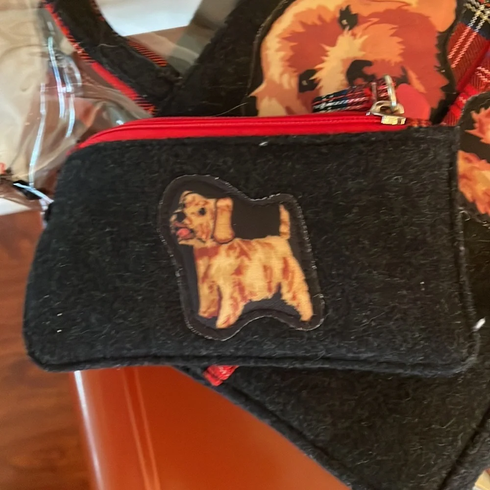 Cute puppy purse w/ coin purse and clear clutch included.